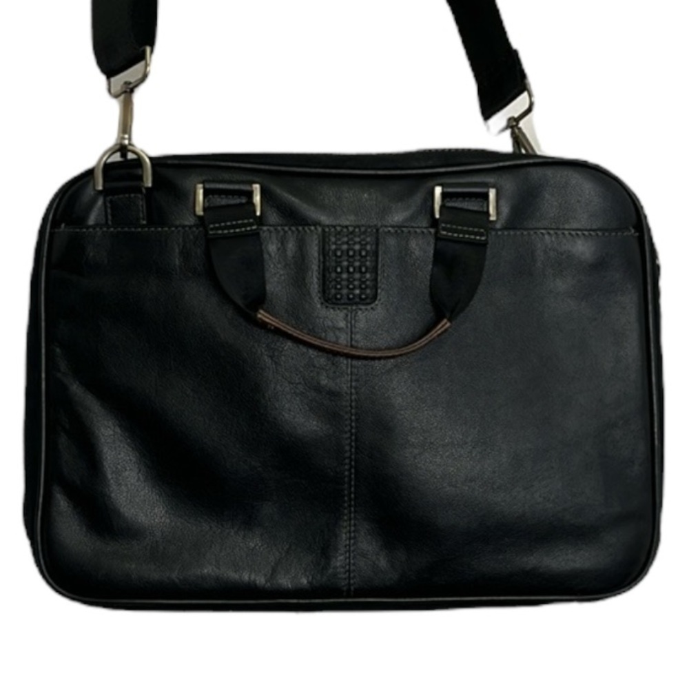 Black Leather Bag Briefcase Boconi Nashville Messenger Office Collage School